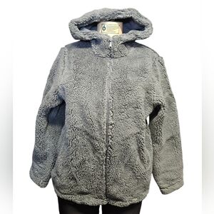 Hoddie Women's 100 % polyester with pockets  full ziper  new with tag green dark